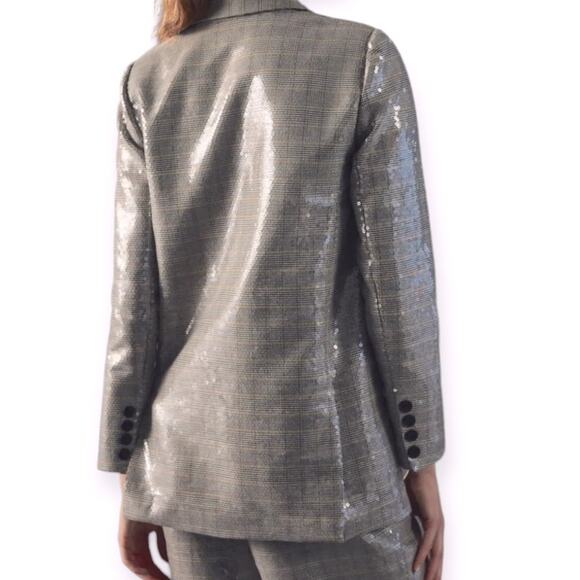 Anthropologie Maeve Double-Breasted Sequin Blazer wedding Night Out Size 6P - Picture 7 of 9